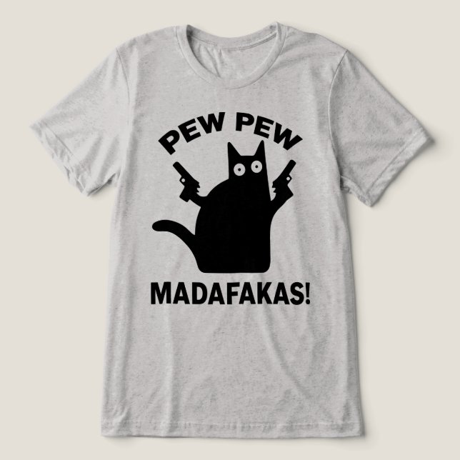 Pew Pew Madafakas Lustiges Minimalistisches Schwar Tri-Blend Shirt (Design Vorderseite)