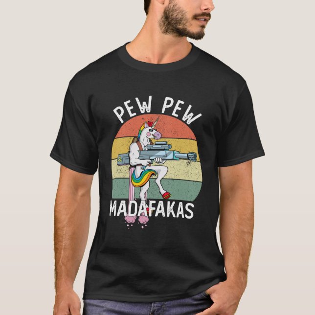 Pew Pew Madafakas Unicorn Crazy T-Shirt (Vorderseite)