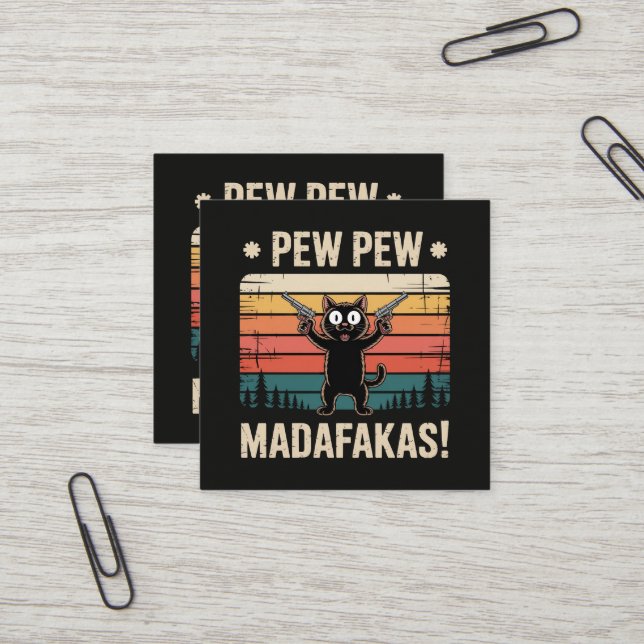 Pew Pew Mistkerle Quadratische Visitenkarte (Vorderseite/Rückseite Beispiel)
