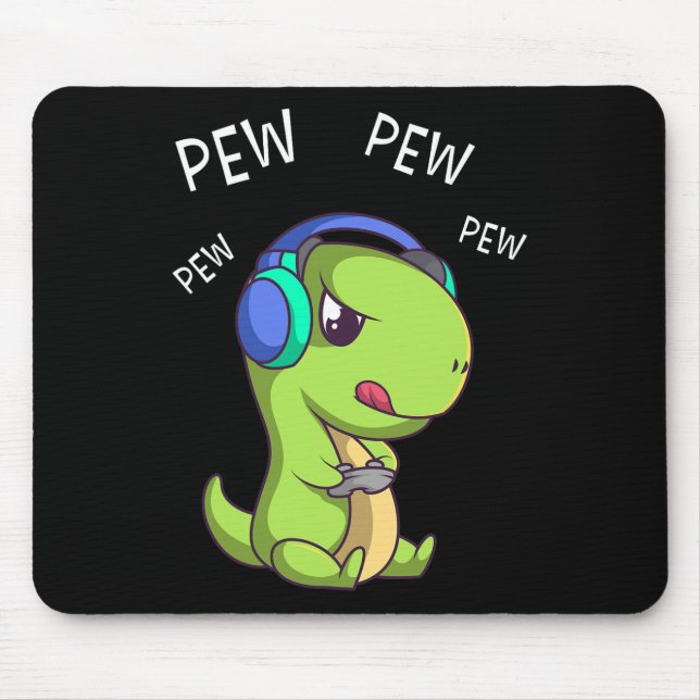 Pew Pew Pew Cute T-rex Dinosaur Video Gamer Gaming Mousepad (Vorne)
