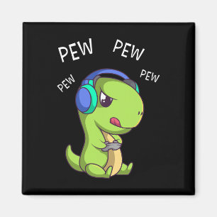 Pew Pew Pew Niedlich T-rex Dinosaur Video Gamer Ga Magnet