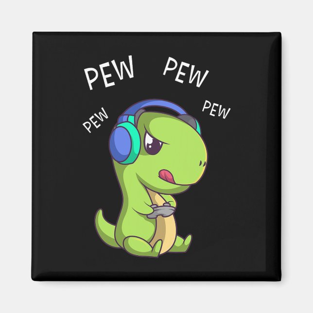 Pew Pew Pew Niedlich T-rex Dinosaur Video Gamer Ga Magnet (Vorne)