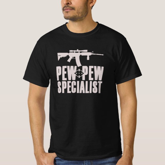 Pew Pew Specialist Airsoft/Paintball T-Shirt (Vorderseite)