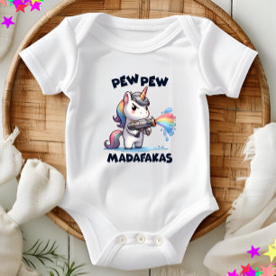 Pew Pew Unicorn Baby Bodysuit Baby Strampler