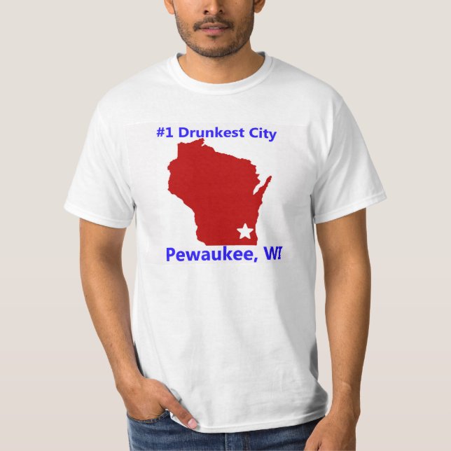Pewaukee, der Stadt-Männer WI #1 das betrunkenste T-Shirt (Vorderseite)
