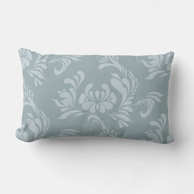 Pewter Blau und Zink Damask Akzent Kissen (Vorderseite)
