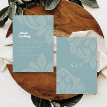 Pewter Blue Geschmackvolle Elegante Script Damask