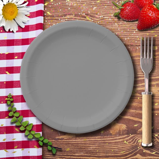 Pewter Gray Solid Color | Klassisches Elegant Pappteller (Von Creator hochgeladen)