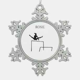 PEWTER GYMNASTICS SNOWFLAKE ORNAMENT. SCHNEEFLOCKEN Zinn-Ornament