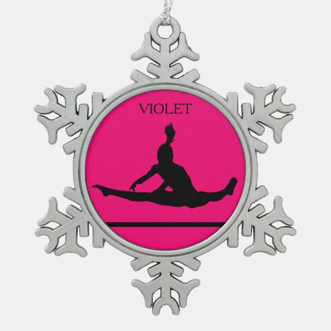 PEWTER GYMNASTIK SNOWFLAKE ORNAMENT. SCHNEEFLOCKEN Zinn-Ornament (Vorderseite)