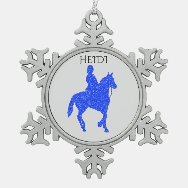 PEWTER" HORSEBACK RIDING" SNOWFLAKE ORNAMENT. SCHNEEFLOCKEN Zinn-Ornament (Vorderseite)