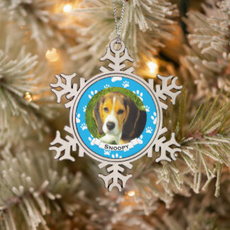 Pewter Metal Snowflake Pet Foto Weihnachten Schneeflocken Zinn-Ornament