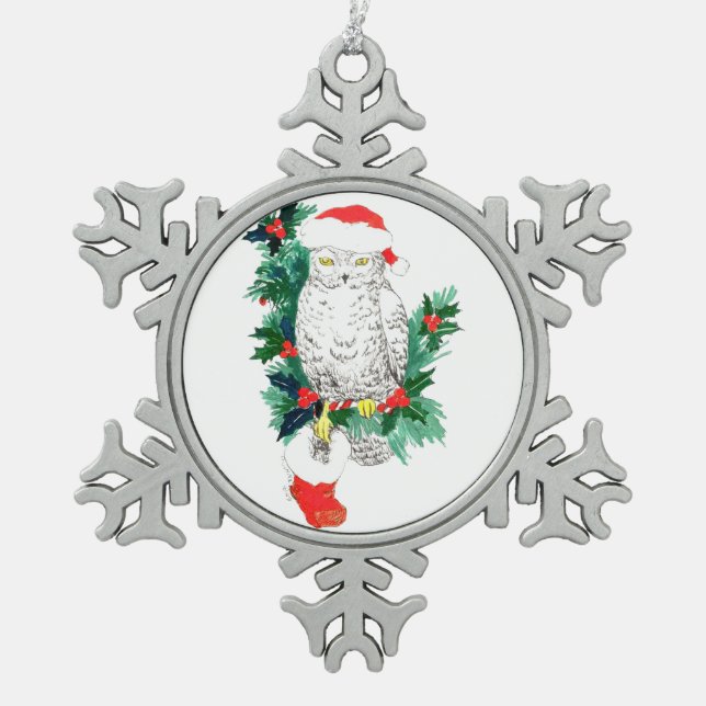 Pewter Snowflake Niedlich Wildlife Weihnachtsmuseu Schneeflocken Zinn-Ornament (Vorderseite)