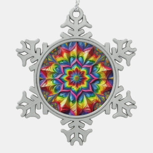 Pewter Snowflake Ornament mit LGBTQ Farben