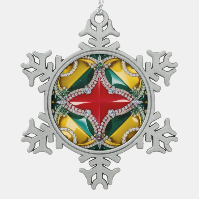 Pewter Snowflake Ornament mit Los Angeles Farben (Vorderseite)