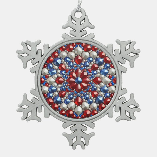 Pewter Snowflake Ornament mit niederländischen Far (Vorderseite)