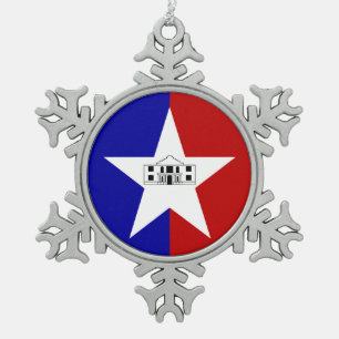 Pewter Snowflake Ornament mit San Antonio Flag