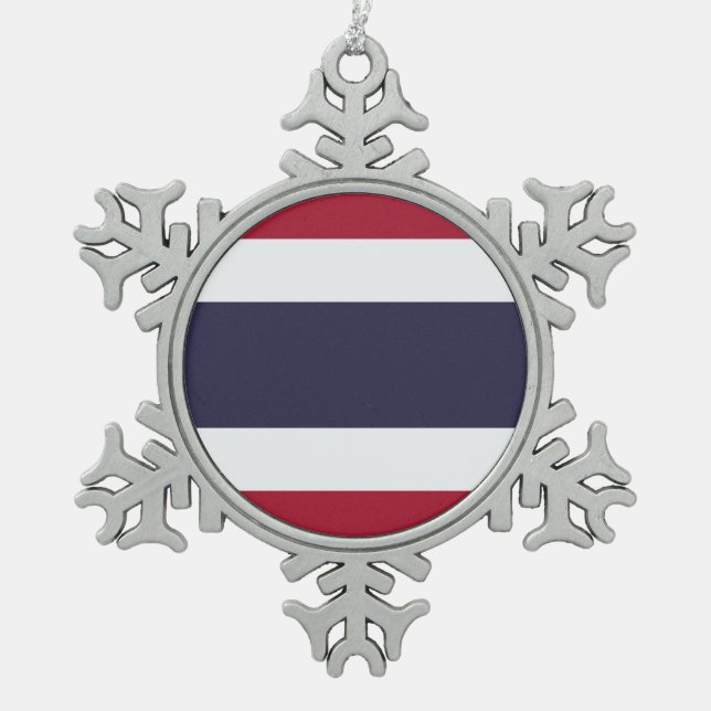 Pewter Snowflake Ornament with Thailand Flag (Vorderseite)