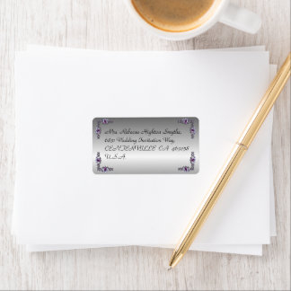 Pewter und Lila Jewel Wedding Address Adressaufkleber