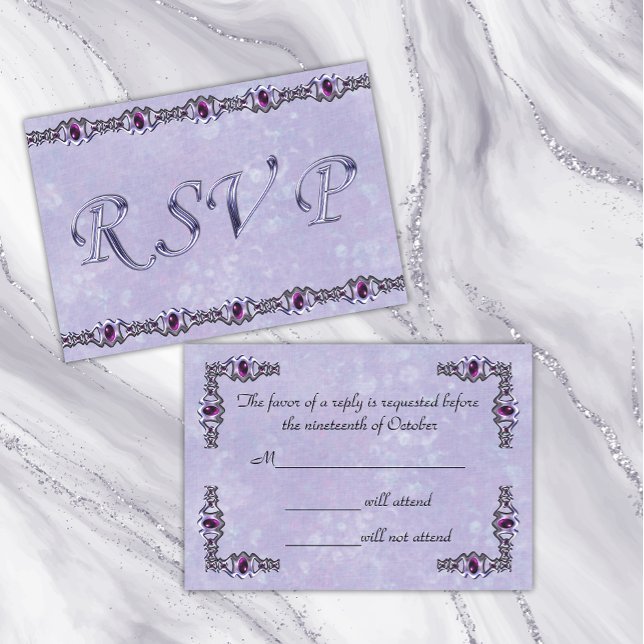 Pewter und Lila Jewel Wedding RSVP Karte (Von Creator hochgeladen)