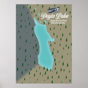 Peyto-See Karte Kanadische Rocky Mountains Poster