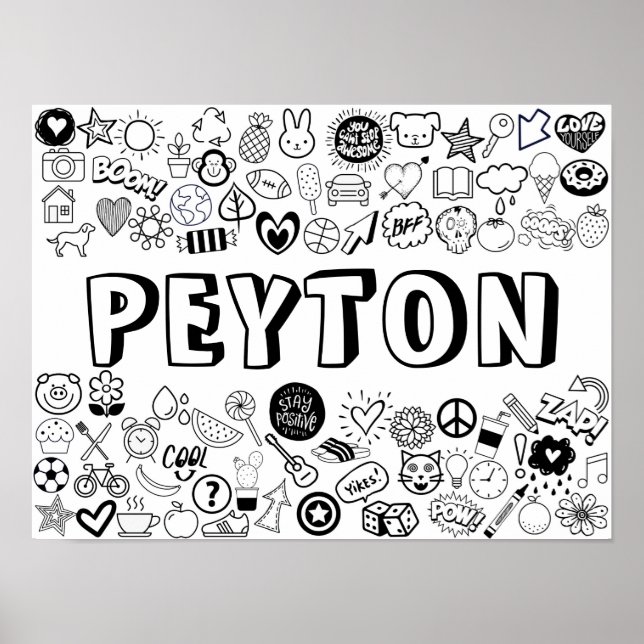 'PEYTON' Color-it-Yourself-Kontur-Design Poster (Vorne)