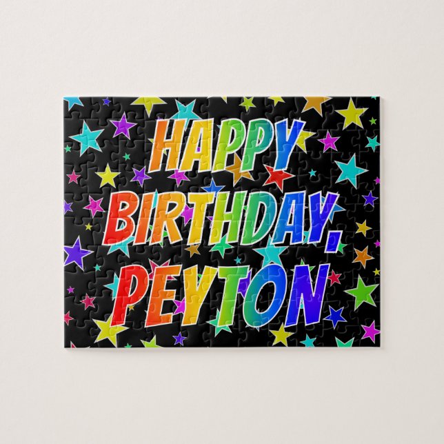 "PEYTON" Vorname, Spaß "GLÜCKLICHER GEBURTSTAG" Puzzle (Horizontal)