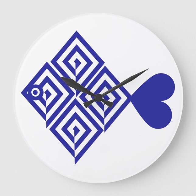 Pez azul abstracto große wanduhr (Vorderseite)