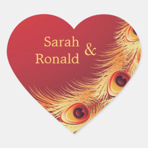 Pfacock Feather Wedding Sticker