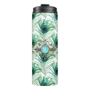 Pfacock Mit Monogramm Gemstone Thermosbecher