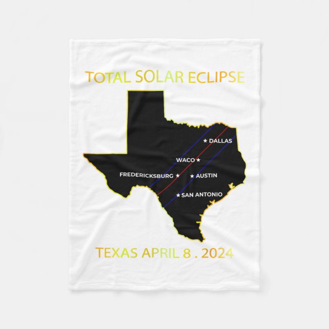 Pfad der Solar Eclipse 2024 Interaktive Karte Texa Fleecedecke (Vorderseite)