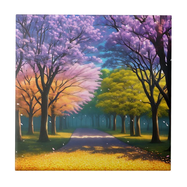 **"Pfad des Lila: Jacaranda Walkway"*** Fliese (Vorderseite)