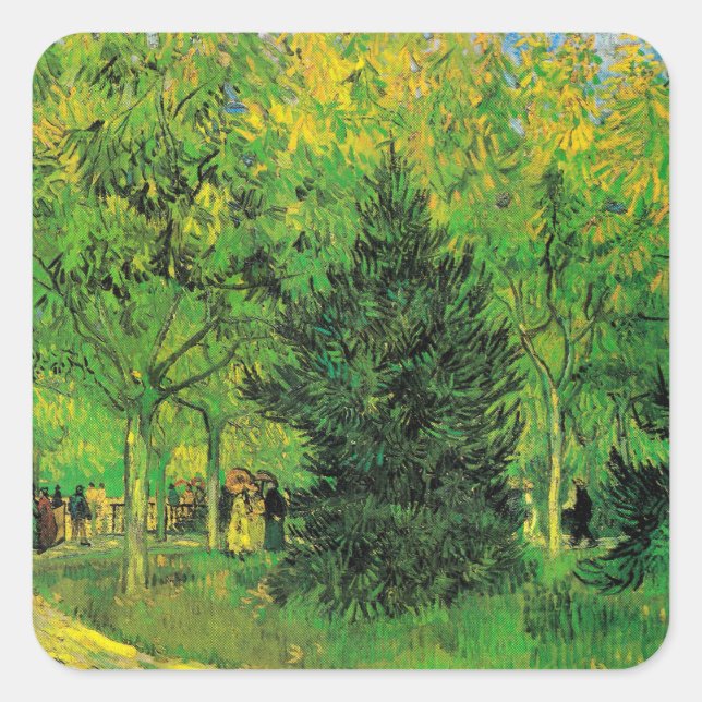 Pfad im Park Arles mit Walkers - Van Gogh Quadratischer Aufkleber (Vorderseite)