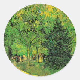 Pfad im Park Arles mit Walkers - Van Gogh Runder Aufkleber