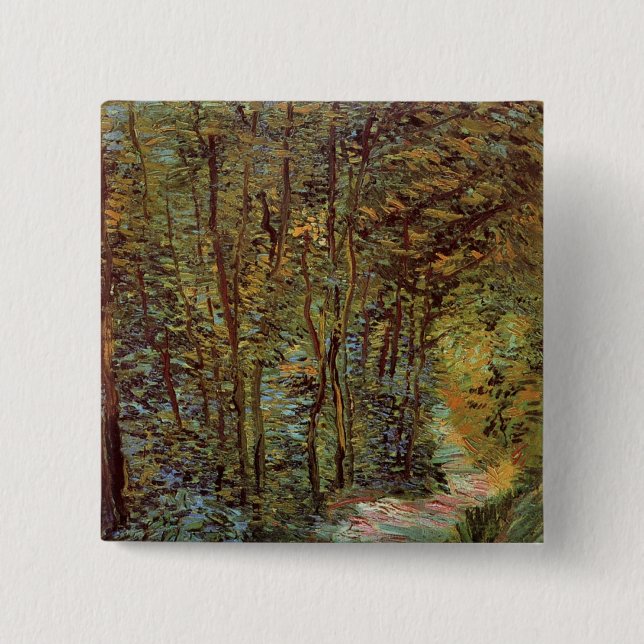 Pfad im Wald von Vincent van Gogh Button (Vorderseite)