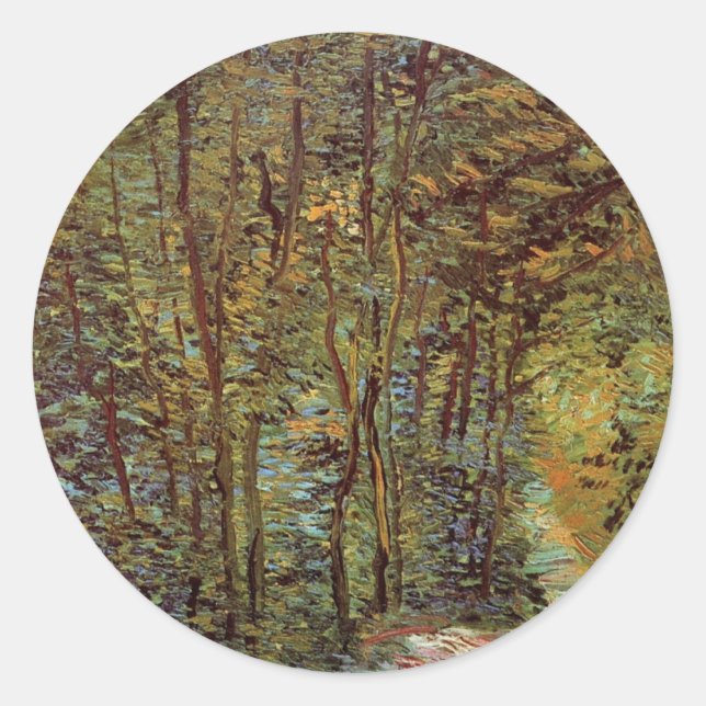 Pfad im Wald von Vincent van Gogh Runder Aufkleber (Vorderseite)