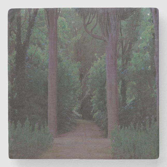Pfad in einem Park (von Santiago Rusiñol) Steinuntersetzer (Vorderseite)