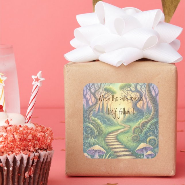 Pfad und Angebot Quadratischer Aufkleber (Party)