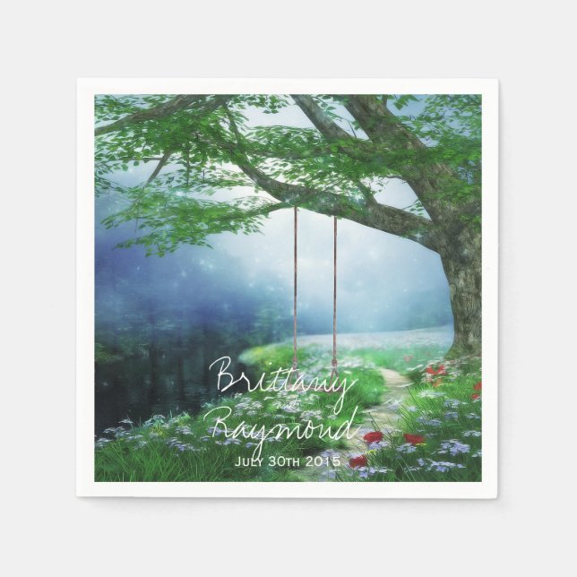 PFAD ZU FEIERN WALDUND STREAM PAPIER NAPKINS SERVIETTE (Vorderseite)