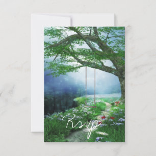 PFAD ZUM FEIERN VON WOODLAND STREAM WEDING RSVP KARTE