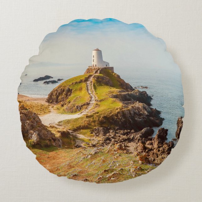 Pfad zum Leuchtturm Rundes Kissen (Vorderseite)