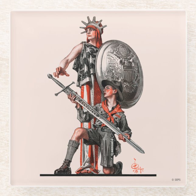 Pfadfinder und Freiheit Glasuntersetzer (Vorderseite)