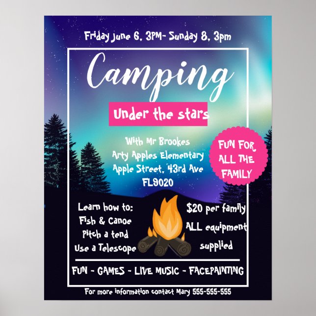 Pfadfindercamp out Flyer Template, Spring Camp Pos Poster (Vorne)