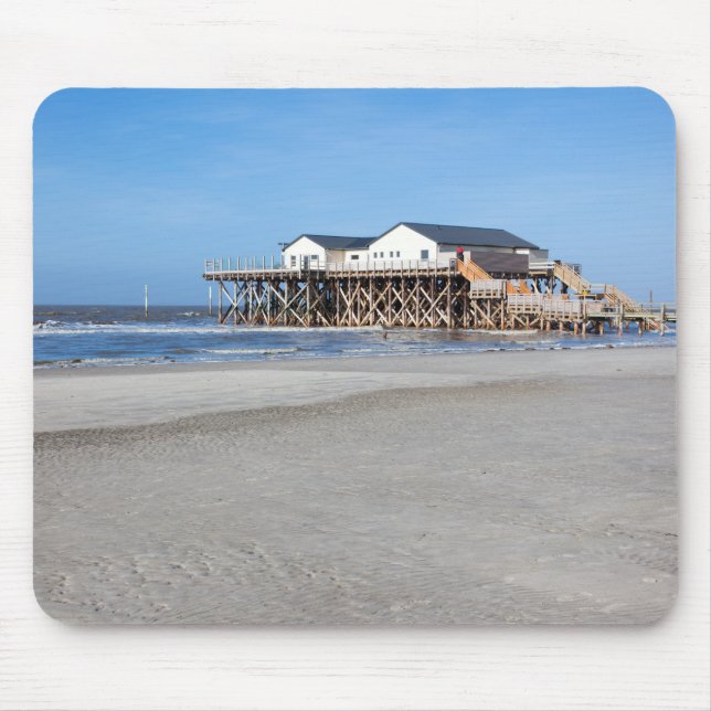 Pfahlhaus am Strand von St. Peter Ording Mousepad (Vorne)