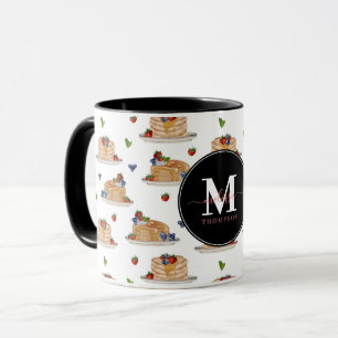 Pfannkuchen Beeren Frühstück Brunch Monogramm Name Tasse