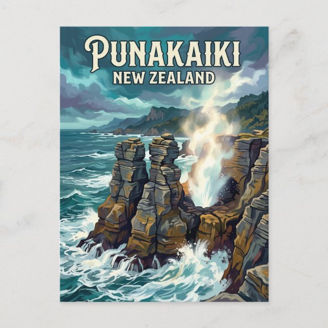 Pfannkuchen-Felsen Neuseeland Postkarte (Vorderseite)