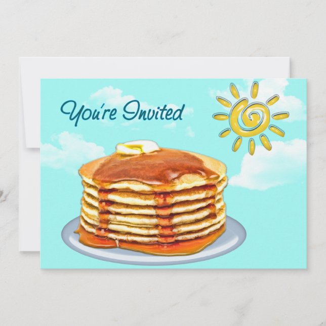 Pfannkuchen-Frühstück Sun, Himmel u. Wolken Einladung (Vorderseite)