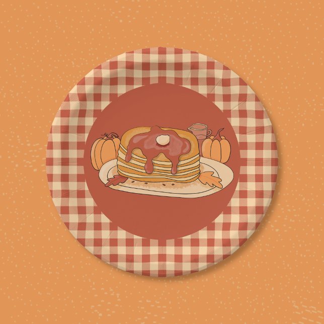 Pfannkuchen - Herbst-Buffalo-Karomuster-Papiertell Pappteller (The perfect paper plate for an autumn brunch celebration . )