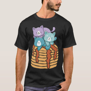 Pfannkuchen Katze Frühstück Essen Foodie Kätzchen  T-Shirt