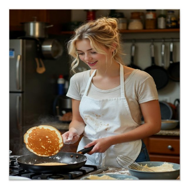 Pfannkuchen kochen Foto anpassen Poster (Vorderseite)